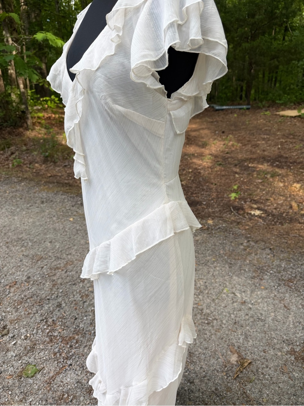 Francesca's Collections White Ruffled V‑Neck Maxi Dress - Picture 5 of 9